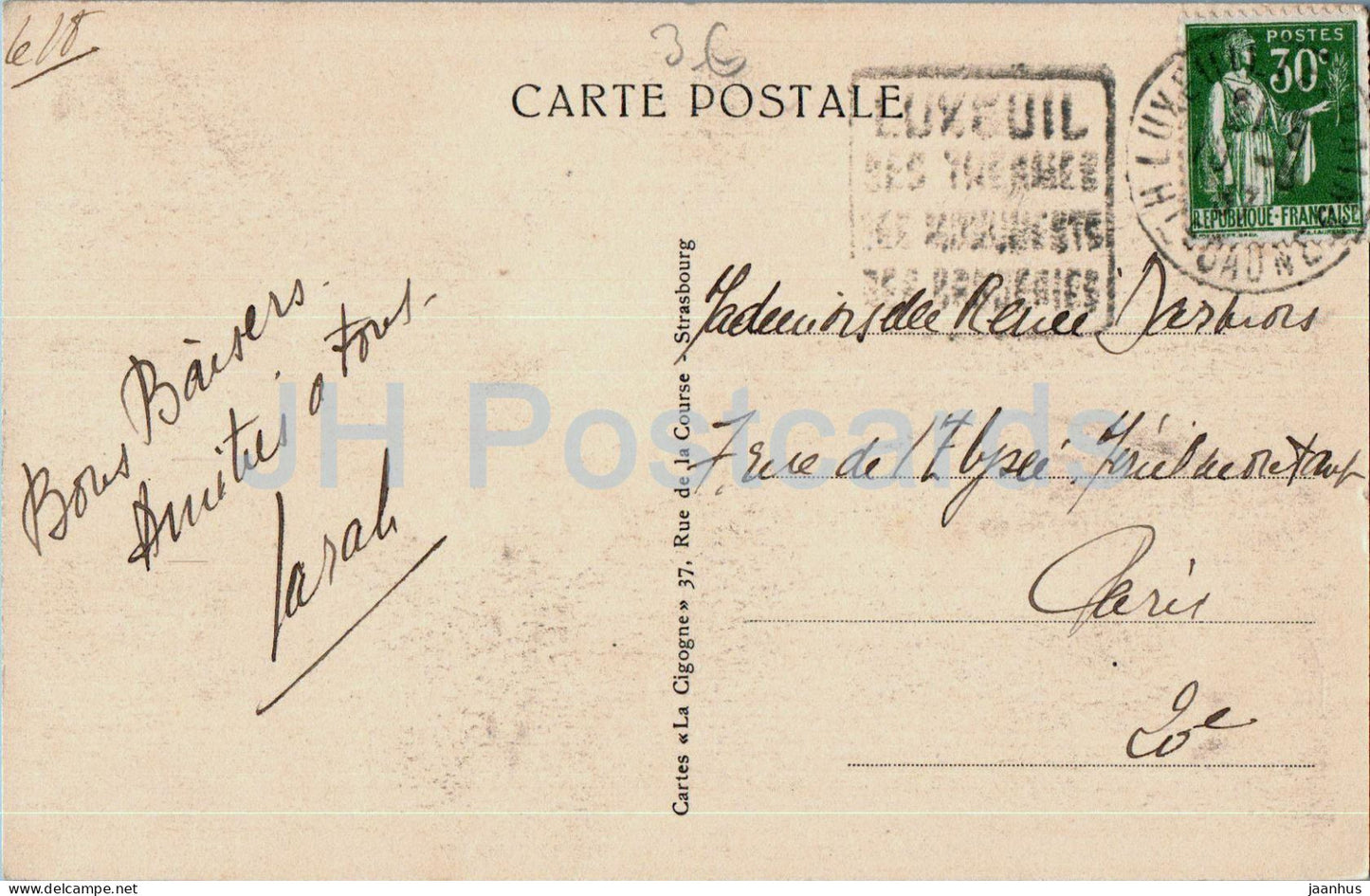 Luxeuil Les Bains - Nid de Cigognes - 16387 - carte postale ancienne - 1937 - France - occasion 