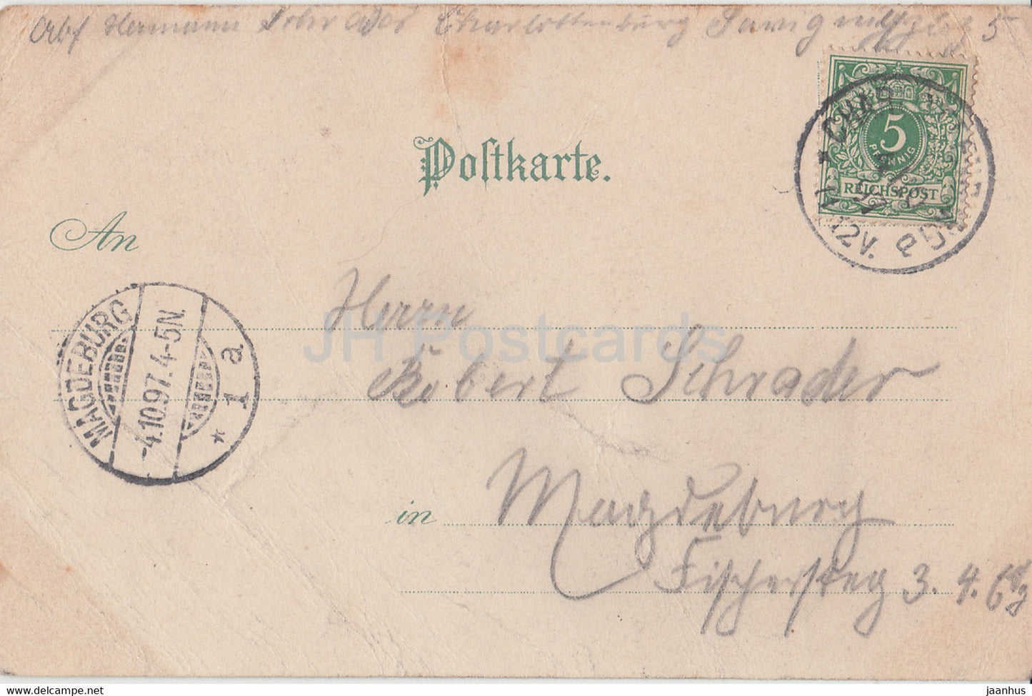 Gruss aus Berlin - Das Konigl Schloss - Kaiser Statue - castle - monument - horse - old postcard - 1897 - Germany - used