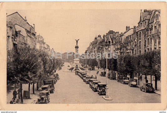 Reims - Place d'Erlon - old cars - square - old postcard - France - unused - JH Postcards