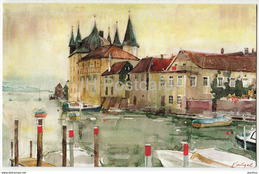 Steckborn - Aquarell by Roland Krügel - watercolor - Switzerland - unused - JH Postcards
