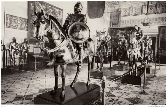 a group of mounted knights - armor - Hermitage - Knights' Hall - St. Petersburg - 1986 - Russia USSR - unused - JH Postcards