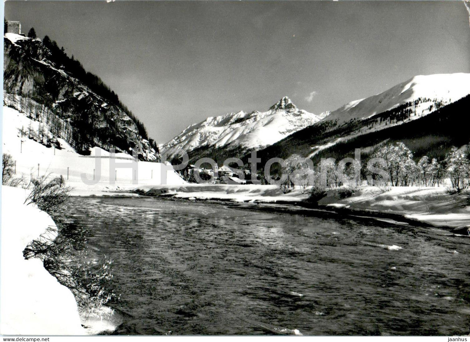 Madulain - Oberengadin - river - 11/3 - Switzerland - used - JH Postcards