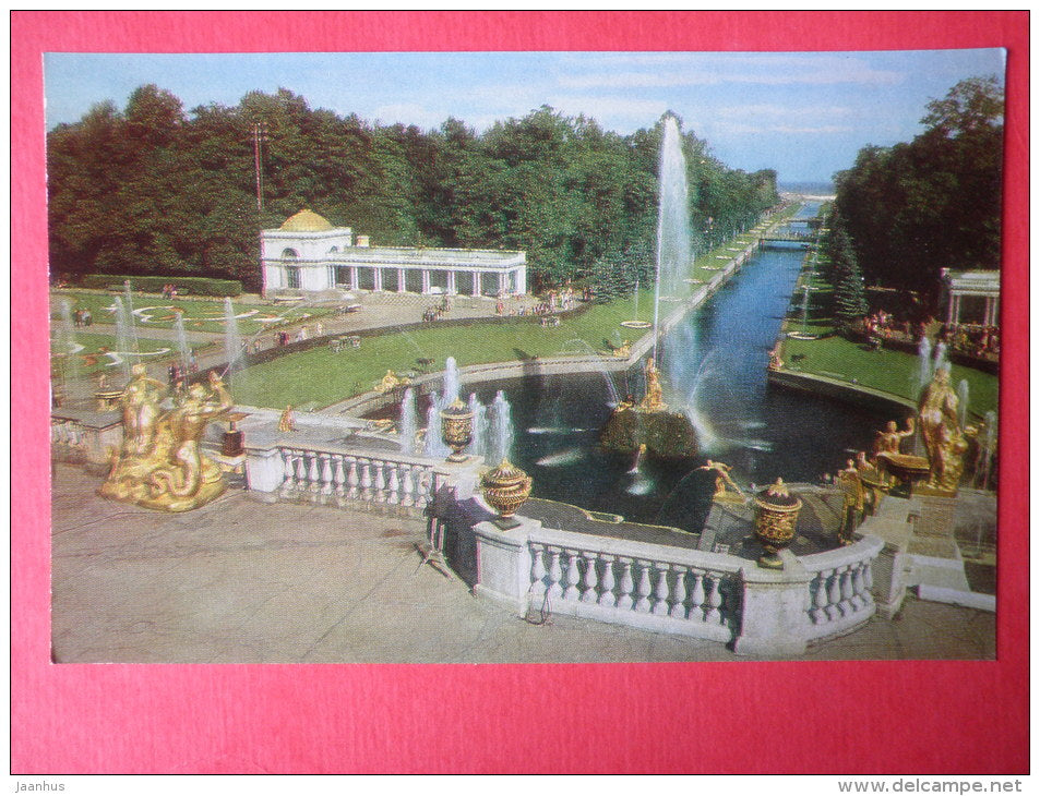 Pool of the Great Cascade and the Water Avenue - Petrodvorets - 1979 - Russia USSR - unused - JH Postcards