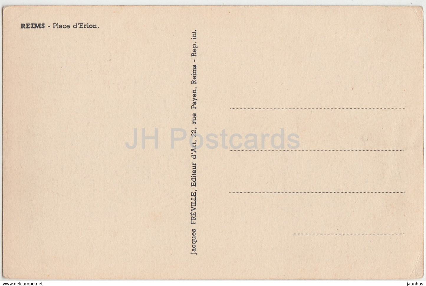 Reims - Place d'Erlon - alte Autos - Quadrat - alte Postkarte - Frankreich - unbenutzt