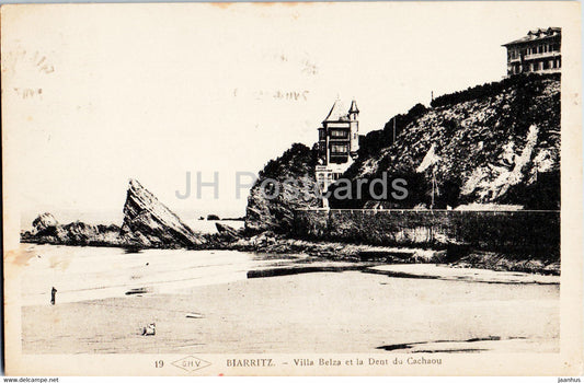 Biarritz - Villa Belza et la Dent du Cachaou - 19 - old postcard - 1935 - France - used - JH Postcards