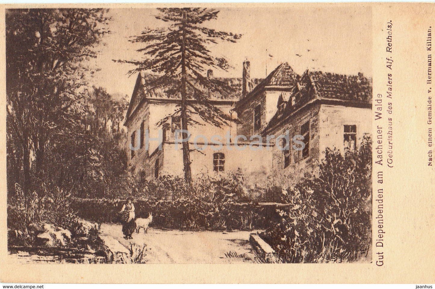 Aachen - Gut Diepenbenden am Aachener Walde - Gemalde v Hermann Killian - old postcard - 1912 - Germany - used - JH Postcards