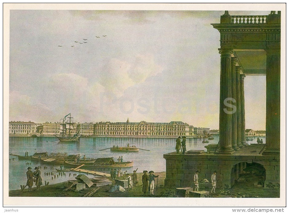 painting by Benjamin Patersen - Palace Embankment - St. Petersburg - Swedish art - Russia USSR - 1984 - unused - JH Postcards