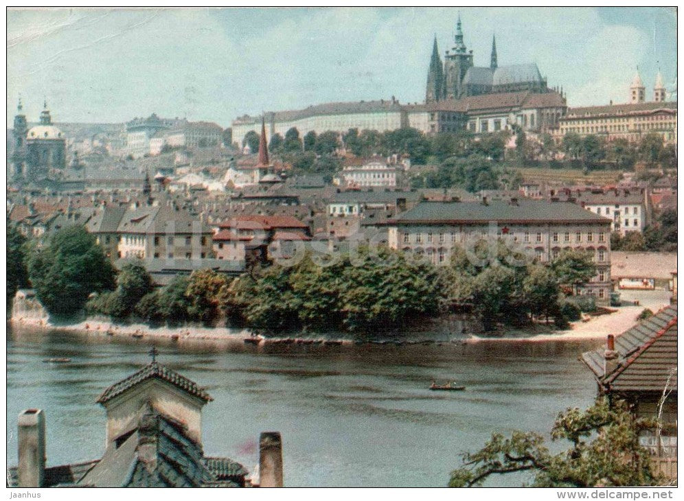 Praha - Prague - View of Prague Castle and Mala Strana - Czechoslovakia - Czech Republic - used 1961 - JH Postcards