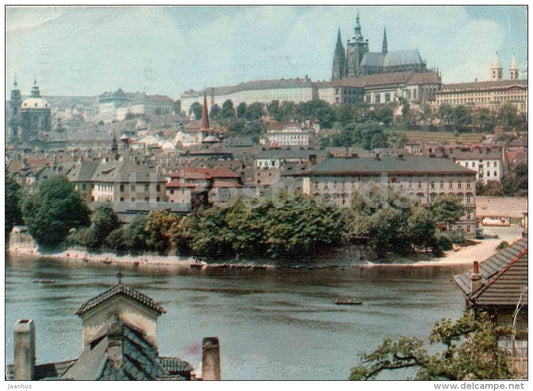 Praha - Prague - View of Prague Castle and Mala Strana - Czechoslovakia - Czech Republic - used 1961 - JH Postcards