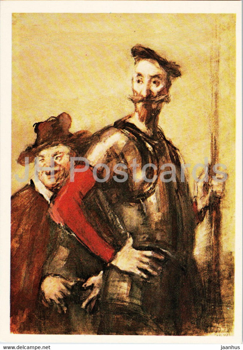 Don Quixote by Miguel de Cervantes - illustration by Rudakov - 1982 - Russia USSR - unused - JH Postcards