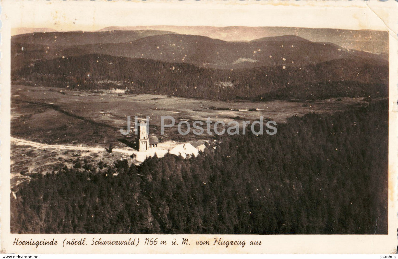 Hornisgrinde 1166 m vom Flugzeug aus - old postcard - 1937 - Germany - used - JH Postcards