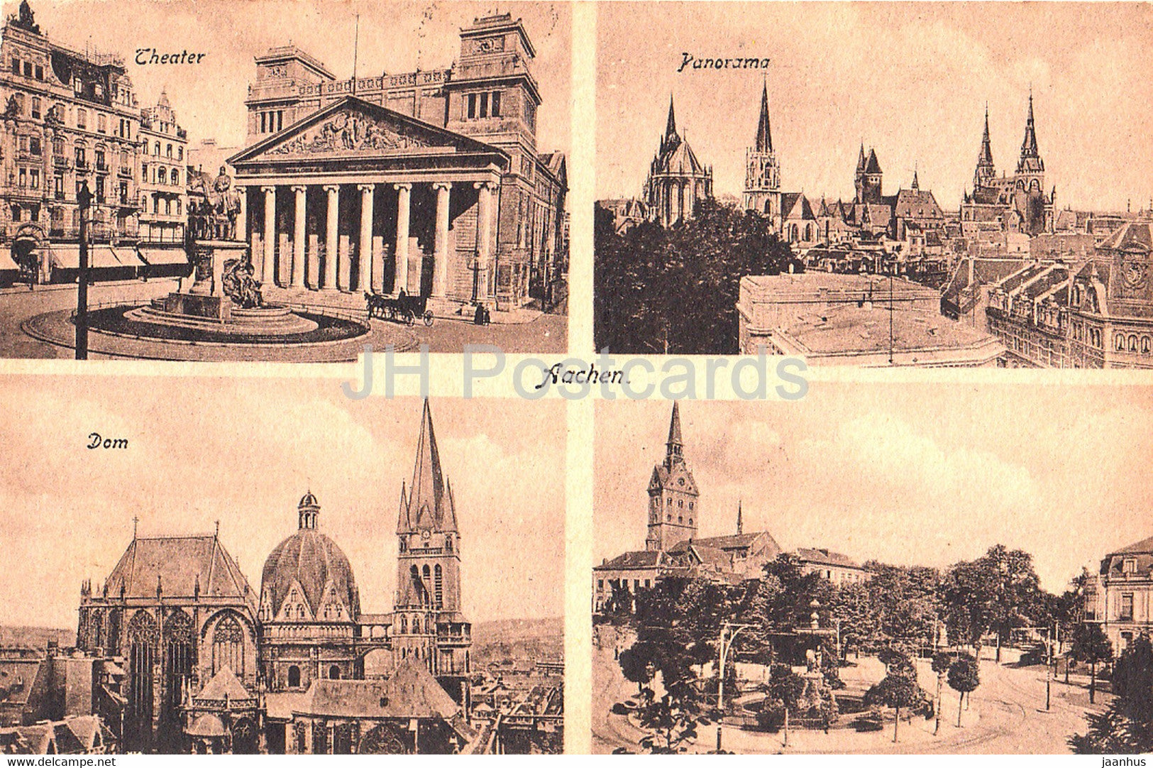 Aachen - Dom - Theater - Panorama - 9863 - old postcard - 1918 - Germany - used - JH Postcards