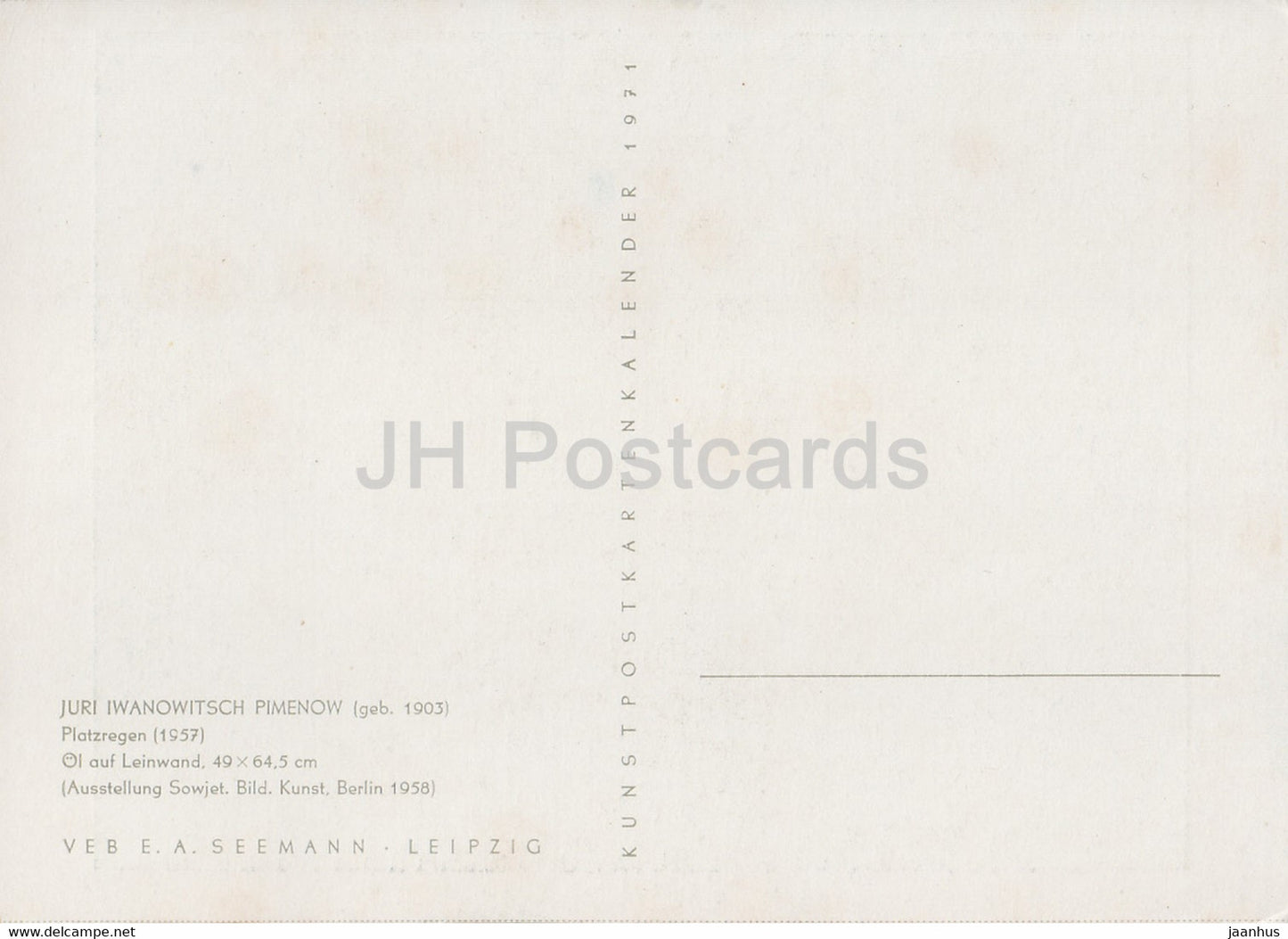 painting by Juri Iwanowitsch Pimenow Pimenov - Platzregen - rain - Russian art - 1971 - Germany - unused