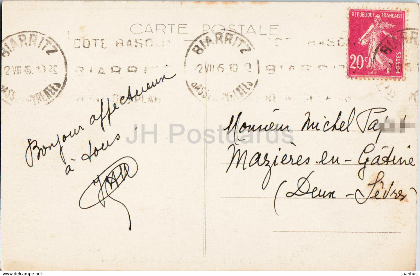 Biarritz - Villa Belza et la Dent du Cachaou - 19 - carte postale ancienne - 1935 - France - occasion