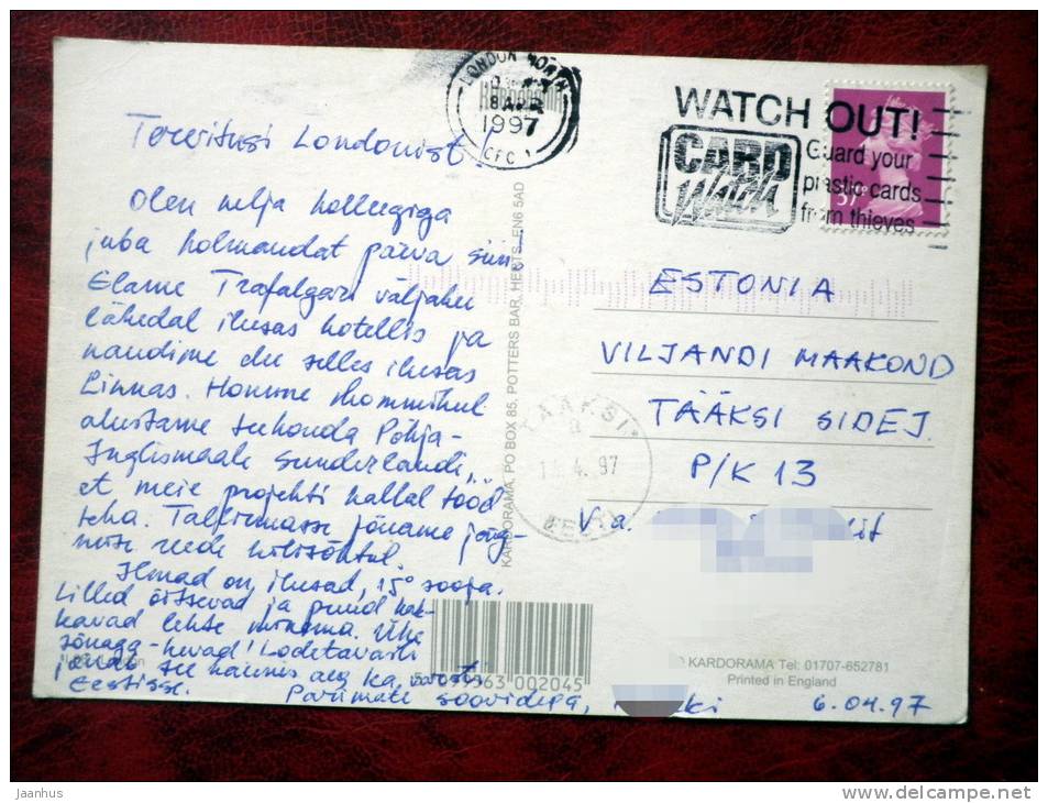 London - Multiview Postcard - bus - sent to Estonia 1997 - United Kingdom - used - JH Postcards