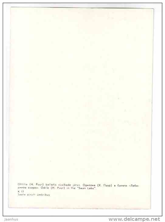 Odile in the Swan Lake - Helmi Puur ballerina - ballet - 1979 - Estonia USSR - unused - JH Postcards