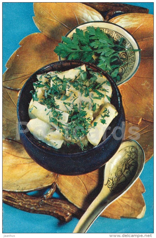 Potato Kaurma - Georgian Cuisine - dishes - Georgia - 1972 - Russia USSR - unused - JH Postcards