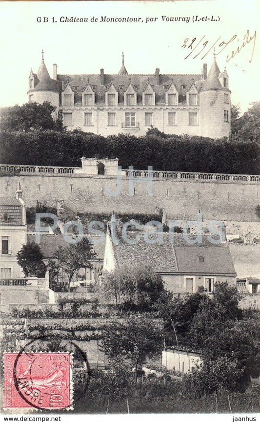 Chateau de Moncontour - par Vouvray - castle - 1 - old postcard - 1905 - France - used - JH Postcards