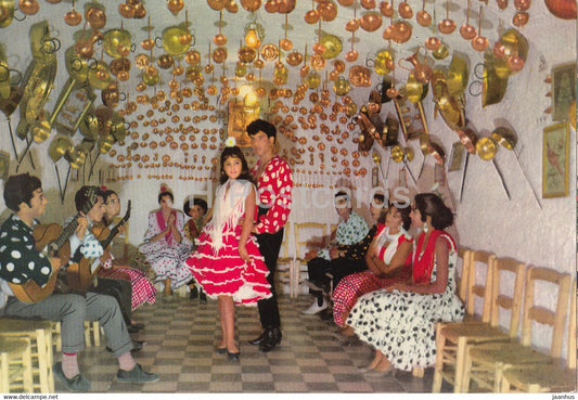 Espana Tipica - Baile gitano - Cueva El Rocio - Sacromonte - Dance of Gipsies - guitar - Spain - unused - JH Postcards