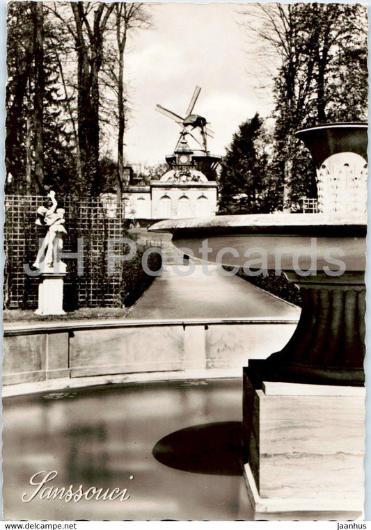 Alt Potsdam - Orangerie mit Muhle in Sanssouci - windmill - old postcard - 1968 - Germany - used - JH Postcards