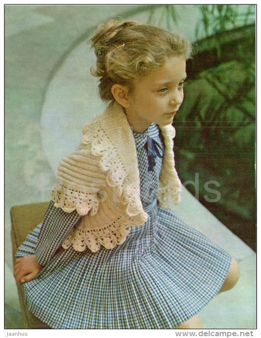Blouse - girl - knitting - children's fashion - large format card - 1985 - Russia USSR - unused - JH Postcards