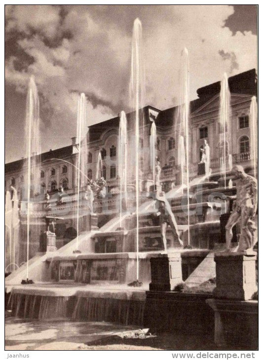 Waterfalling Staircase - Petrodvorets - restoration - large format postcard - 1966 - Russia USSR - unused - JH Postcards