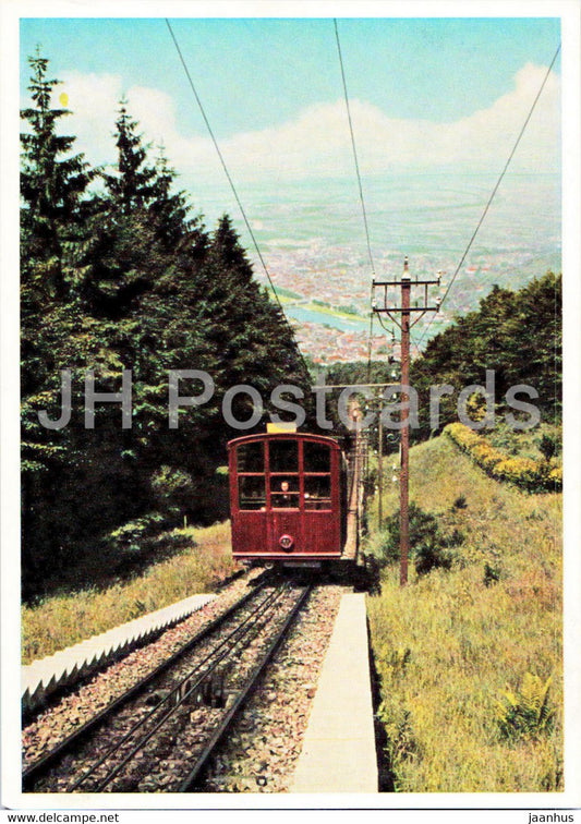 Konigstuhl 568 m - Blick auf Bergbahn und Heidelberg - funicular - old postcard - Germany - unused - JH Postcards
