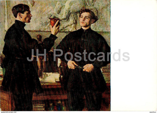 painting by M. Nesterov - Portrait of the painters P. Korin and A. Korin - Russian art - 1968 - Russia USSR - unused - JH Postcards