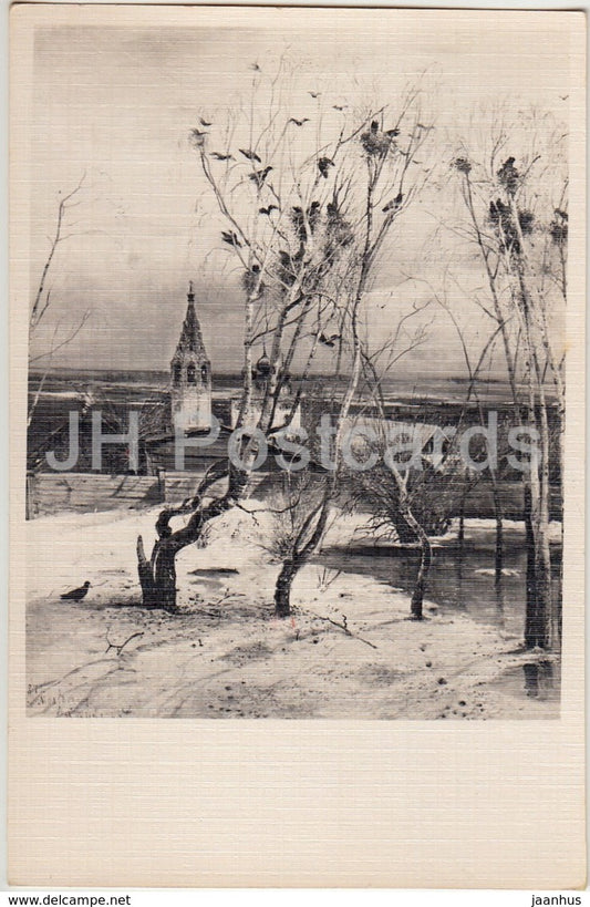 painting by A. Savrasov - Rooks Come Flying - 1963 - Russia USSR - unused - JH Postcards