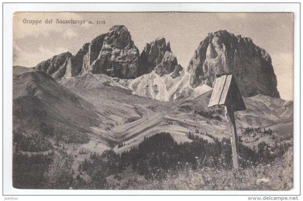 Gruppo del Sassolungo 3178 m - mountain - 42/47 - Brunner & C. Como - Ristorante Flora - old postcard - Italy - unus - JH Postcards