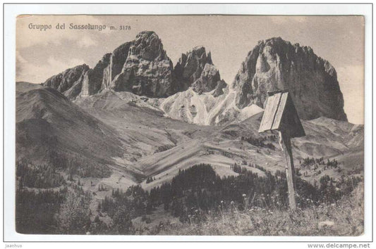 Gruppo del Sassolungo 3178 m - mountain - 42/47 - Brunner & C. Como - Ristorante Flora - old postcard - Italy - unus - JH Postcards