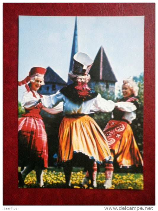 women in estonian folk costumes - Tallinn - Intourist - Visit The USSR - Estonia USSR - unused - JH Postcards