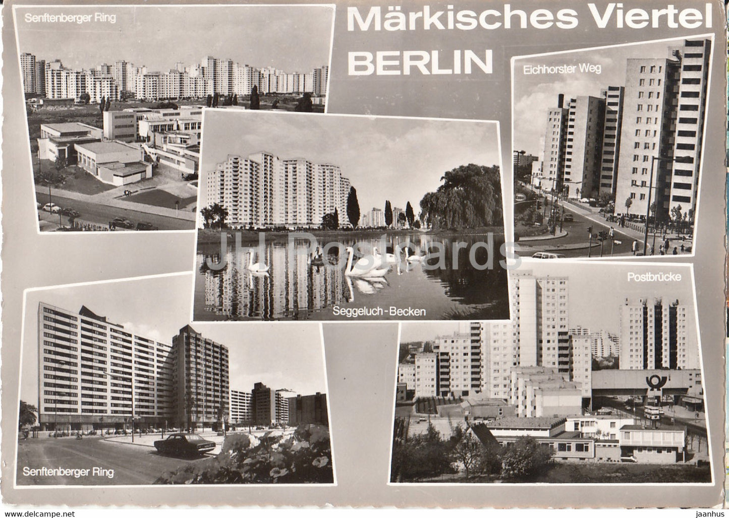 Markisches Viertel Berlin - Senftenberger Ring - Eichhorster Weg - Postbrucke - 1974 - Germany - used - JH Postcards