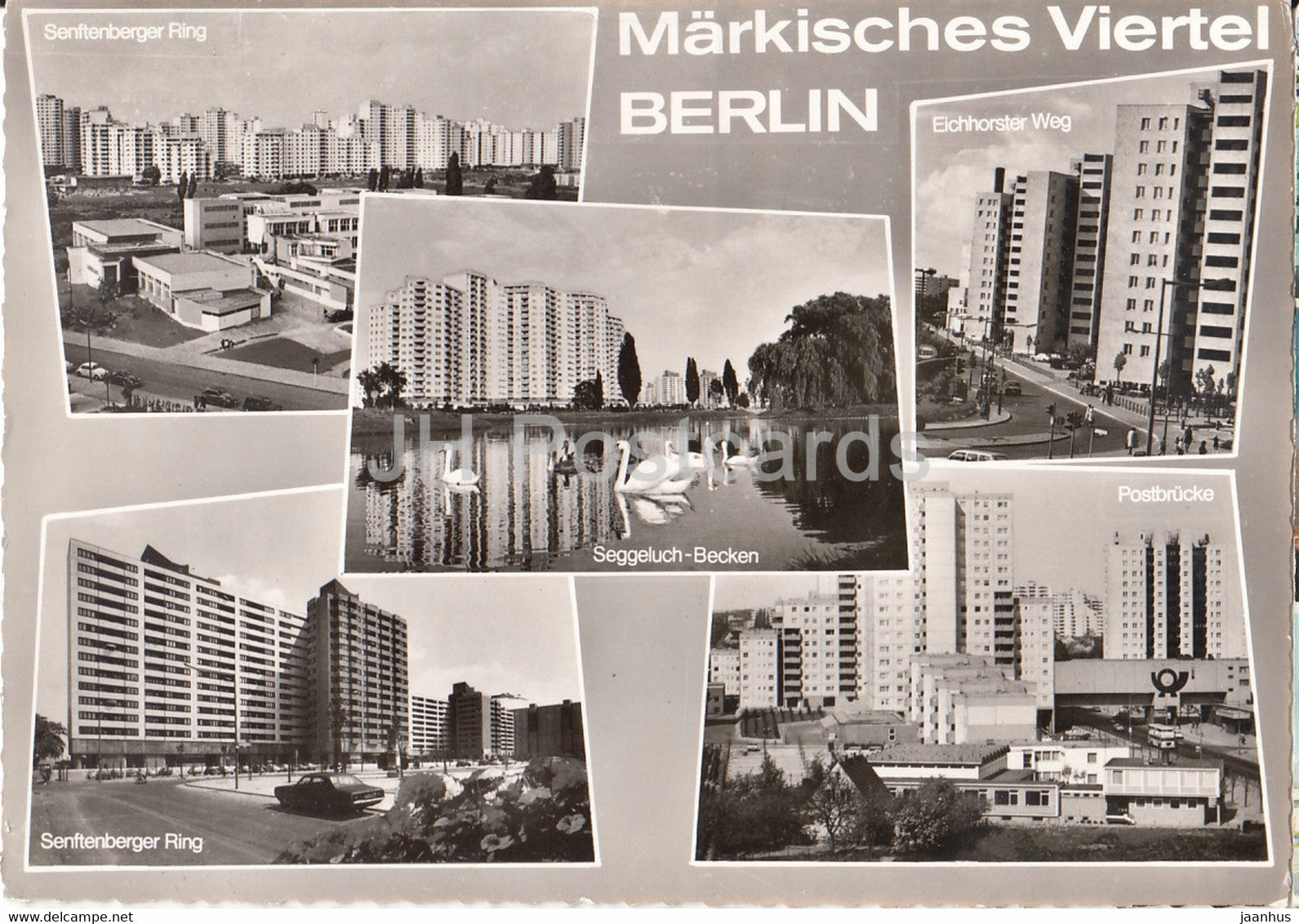 Markisches Viertel Berlin - Senftenberger Ring - Eichhorster Weg - Postbrucke - 1974 - Germany - used - JH Postcards