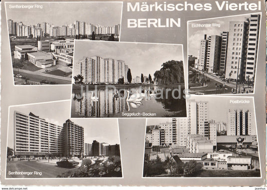 Markisches Viertel Berlin - Senftenberger Ring - Eichhorster Weg - Postbrucke - 1974 - Germany - used - JH Postcards