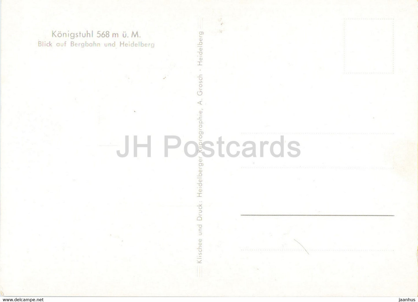 Königstuhl 568 m - Blick auf Bergbahn und Heidelberg - Standseilbahn - alte Ansichtskarte - Deutschland - unbenutzt