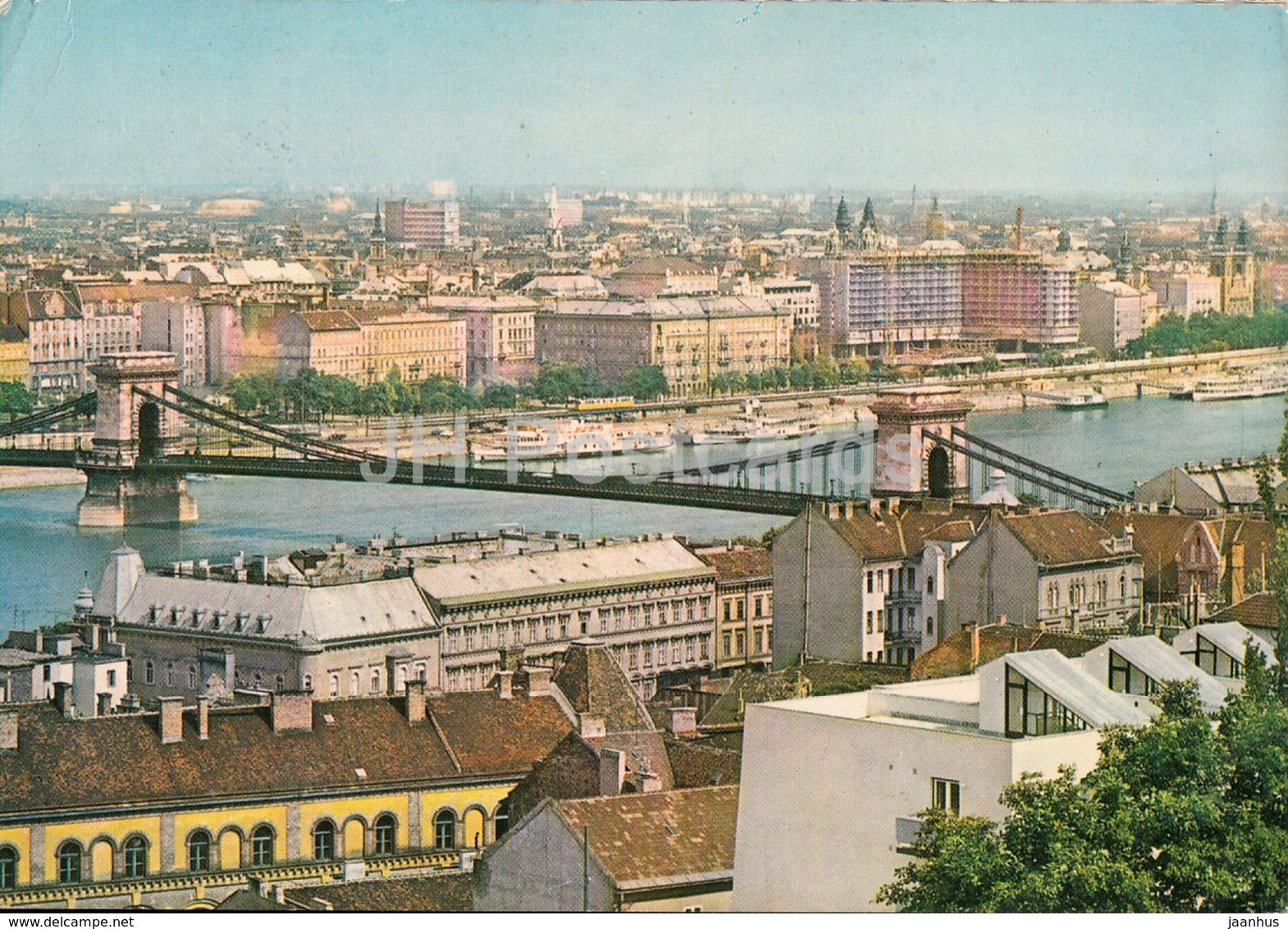 Budapest - View with the Chain Bridge - 1970 - Hungary - used - JH Postcards