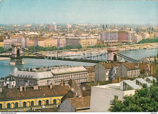 Budapest - View with the Chain Bridge - 1970 - Hungary - used - JH Postcards