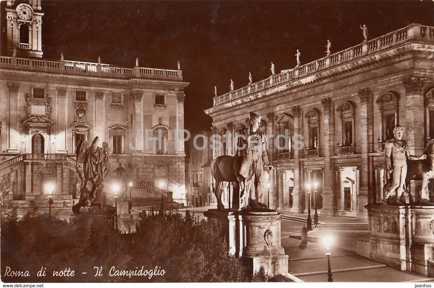 Roma - Rome - Roma di Notte - Il Campidoglio - old postcard - Italy - unused - JH Postcards