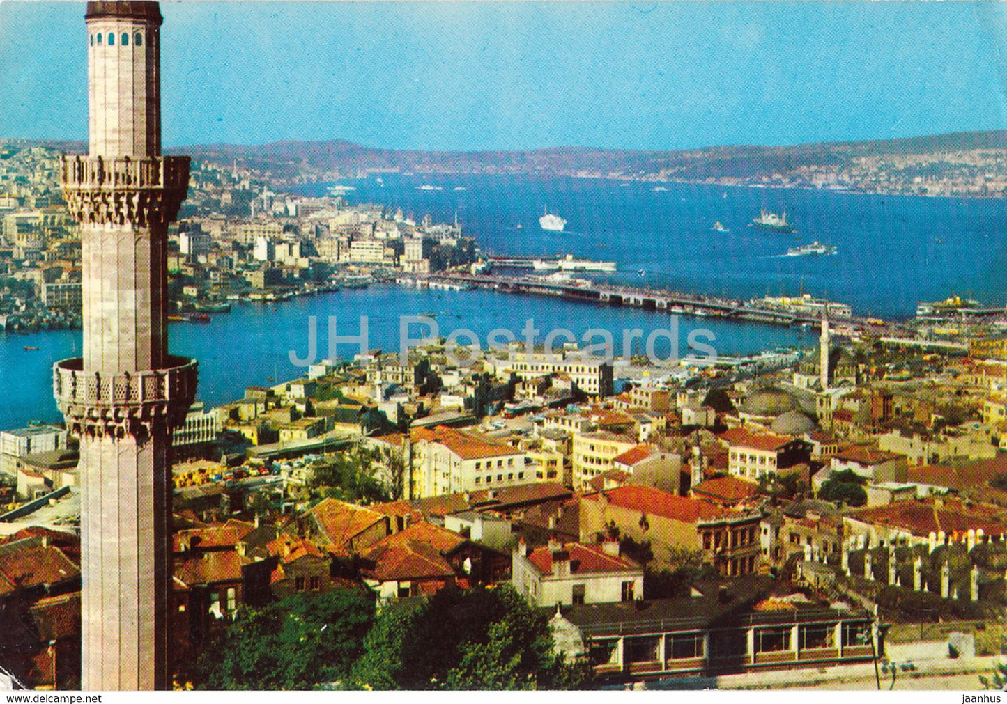 Istanbul - View of Golden Horn - Galata Bridge and the Bosphorus from Suleymaniye - Turkey - used - JH Postcards