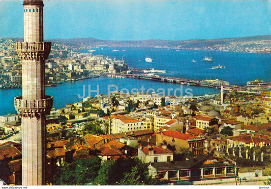 Istanbul - View of Golden Horn - Galata Bridge and the Bosphorus from Suleymaniye - Turkey - used - JH Postcards