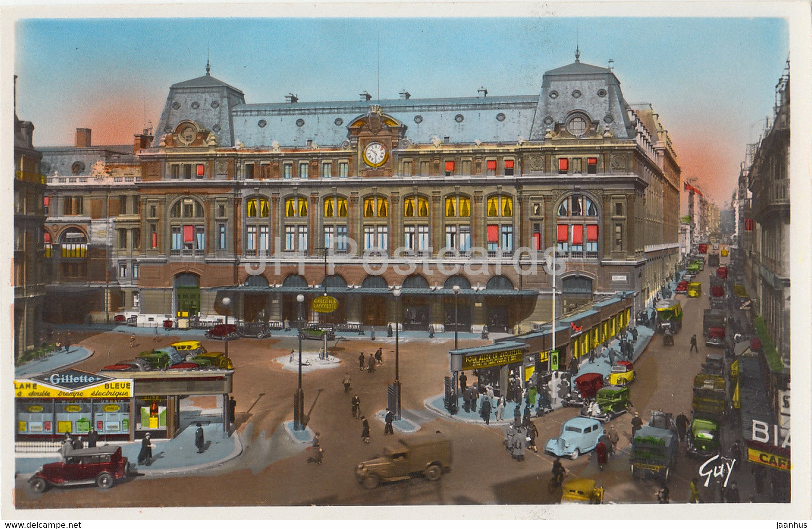 Paris Et Ses Merveilles - La Gare St Lazare - La Cour du Havre - old car - 61 - old postcard - France - unused - JH Postcards
