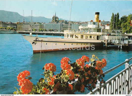 Geneve - Geneva - Le Debarcadere du quai du Mont Blanc - steamer - passenger ship - 1982 - Switzerland - used - JH Postcards
