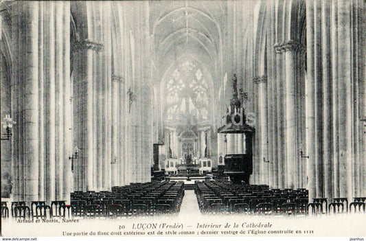 Lucon - Interieur de la Cathedrale - Un partie du flanc - cathedral - 30 - old postcard - France - unused - JH Postcards