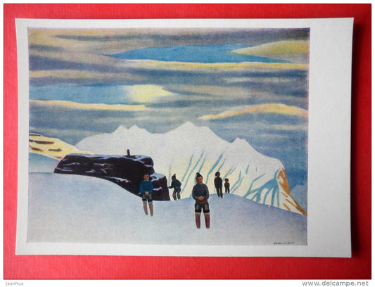 painting by Rockwell Kent - Hunter's Return . Northern Greenland . 1933 - art of USA - unused - JH Postcards