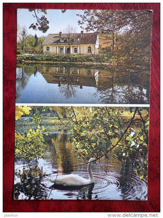 Botanic Garden of the University of Tartu - Swan - birds - monument - Estonia - USSR - 1982 - unused - JH Postcards