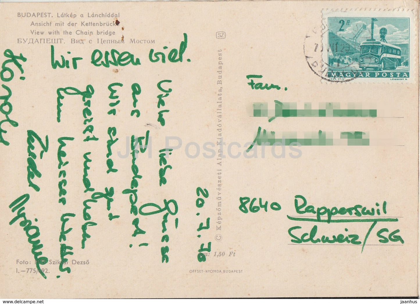 Budapest - View with the Chain Bridge - 1970 - Hungary - used