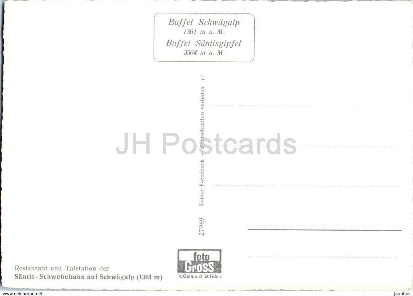 Restaurant und Talstation der Santis Schwebebahn auf Schwagalp - bus - téléphérique - carte postale ancienne - Suisse - inutilisé