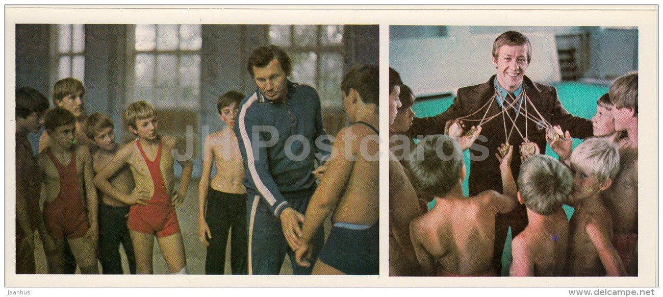 wrestling - olympic champions A. Medved and N. Andrianov - children - Olympic Venues - 1978 - Russia USSR - unused - JH Postcards