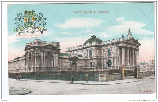 Tate Gallery - Coat of Arms of Westminster - London - England - UK - The Star Series - old postcard - unused - JH Postcards